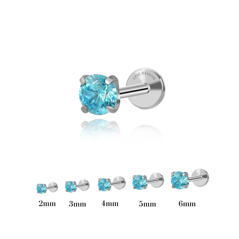 Titanium Multisize Aquamarine Piercing Earring