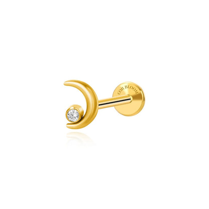 Titanium Alkmini Simple Diamond Moon Flat Back Stud