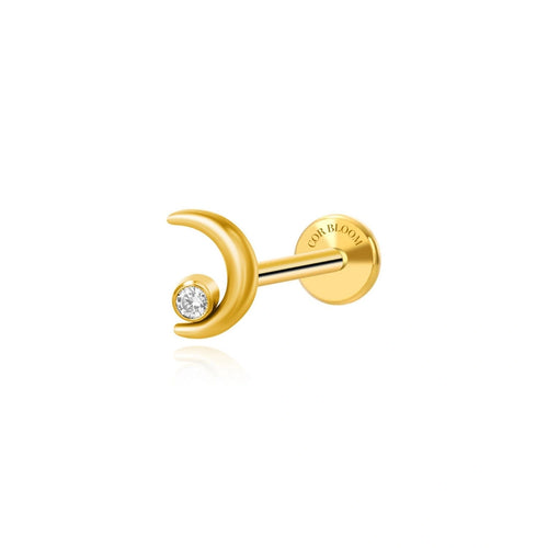 Titanium Alkmini Simple Diamond Moon Flat Back Stud