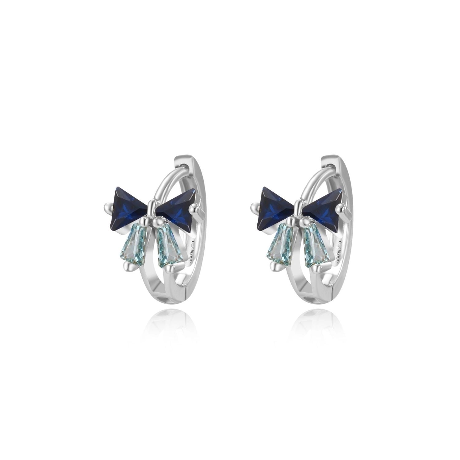 Yelena Ocean Bow Hoop Earrings - Blue Sapphire & Aquamarine