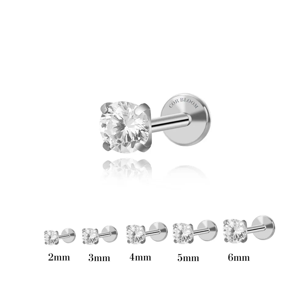 Titanium Multisize White Crystal Piercing Earring