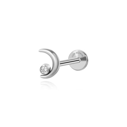 Titanium Simple Crescent Moon Flat Back Stud