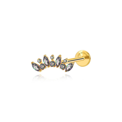 Titanium Eliora Dark Iridescent Crown Flat Back Stud