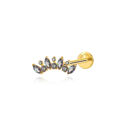 Titanium Eliora Dark Iridescent Crown Flat Back Stud