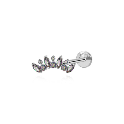 Titanium Eliora Dark Iridescent Crown Flat Back Stud