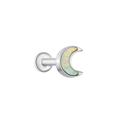 Opal Moon Threaded Labret Piercing Stud