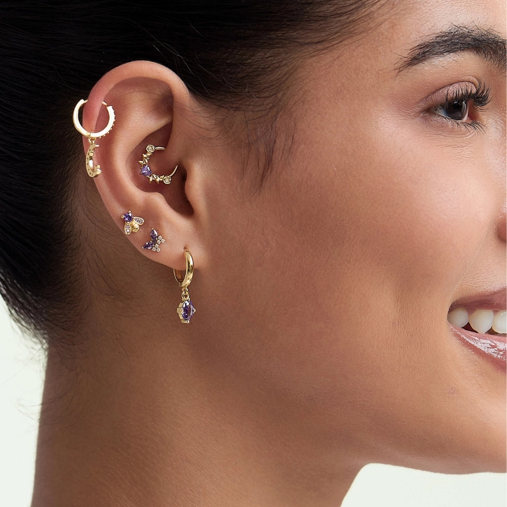 Spring Garden Bee Flat Back Stud – Lavender Bee