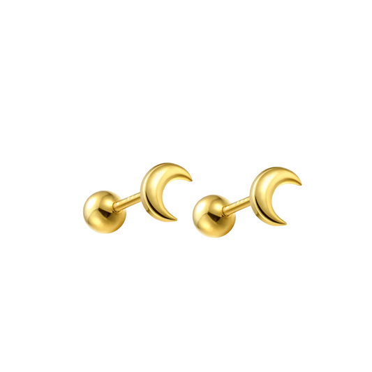 Plain Moon Barbell Stud Earrings (20G)