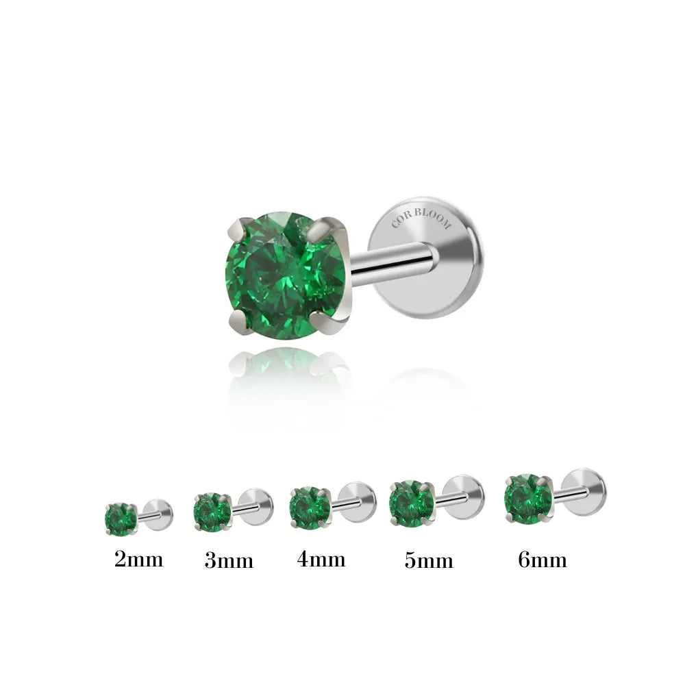 Titanium Multisize Emerald Piercing Earring