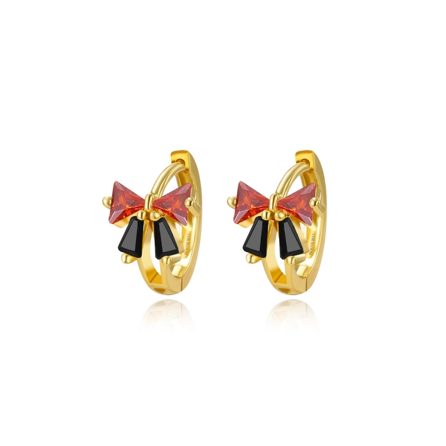 Yelena Black & Red Bow Hoop Earrings - Red Reign