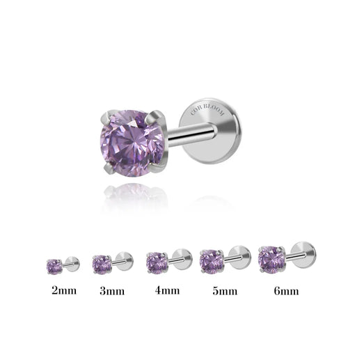 Titanium Multisize Purple Amethyst Piercing Earring