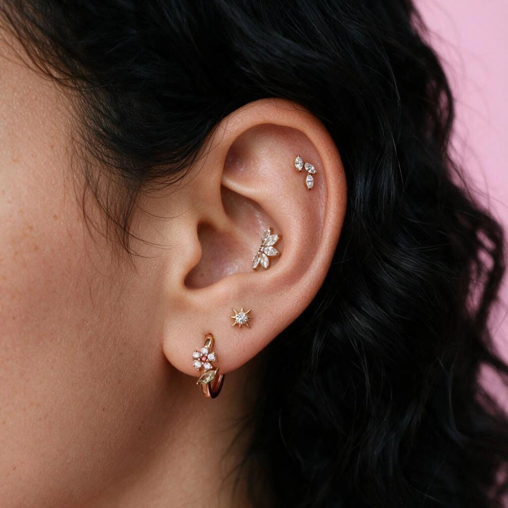 Rosy Flower Hoop Earrings