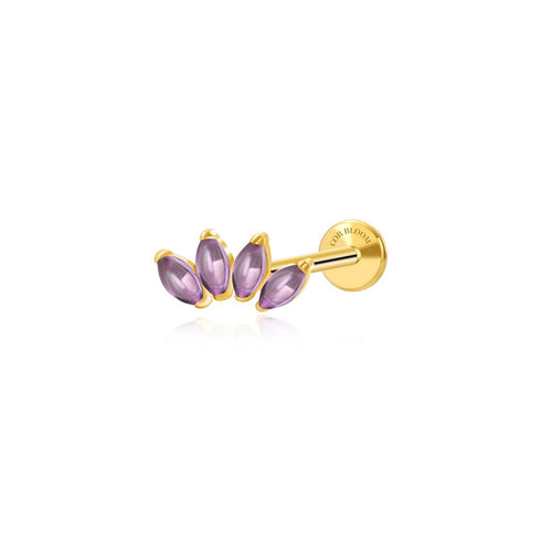 Titanium Purple Crystal 5-Petal Marquise Stud