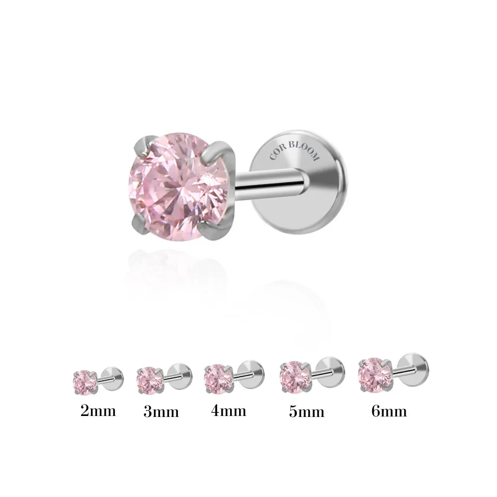 Titanium Multisize Pink Tourmaline Piercing Earring