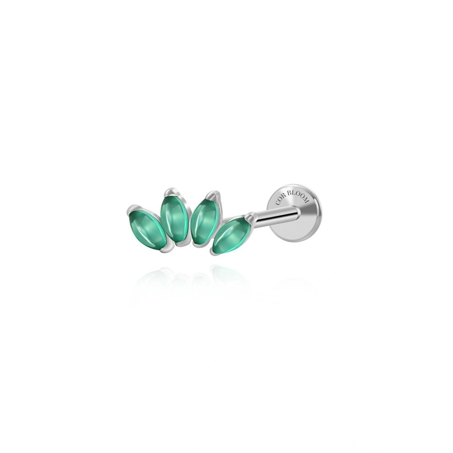 Titanium Green Jade 5-Petal Marquise Stud