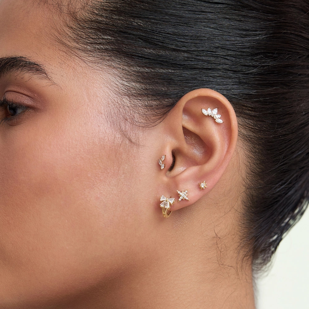 Titanium Aphrodite Diamond Crown Flat Back Stud