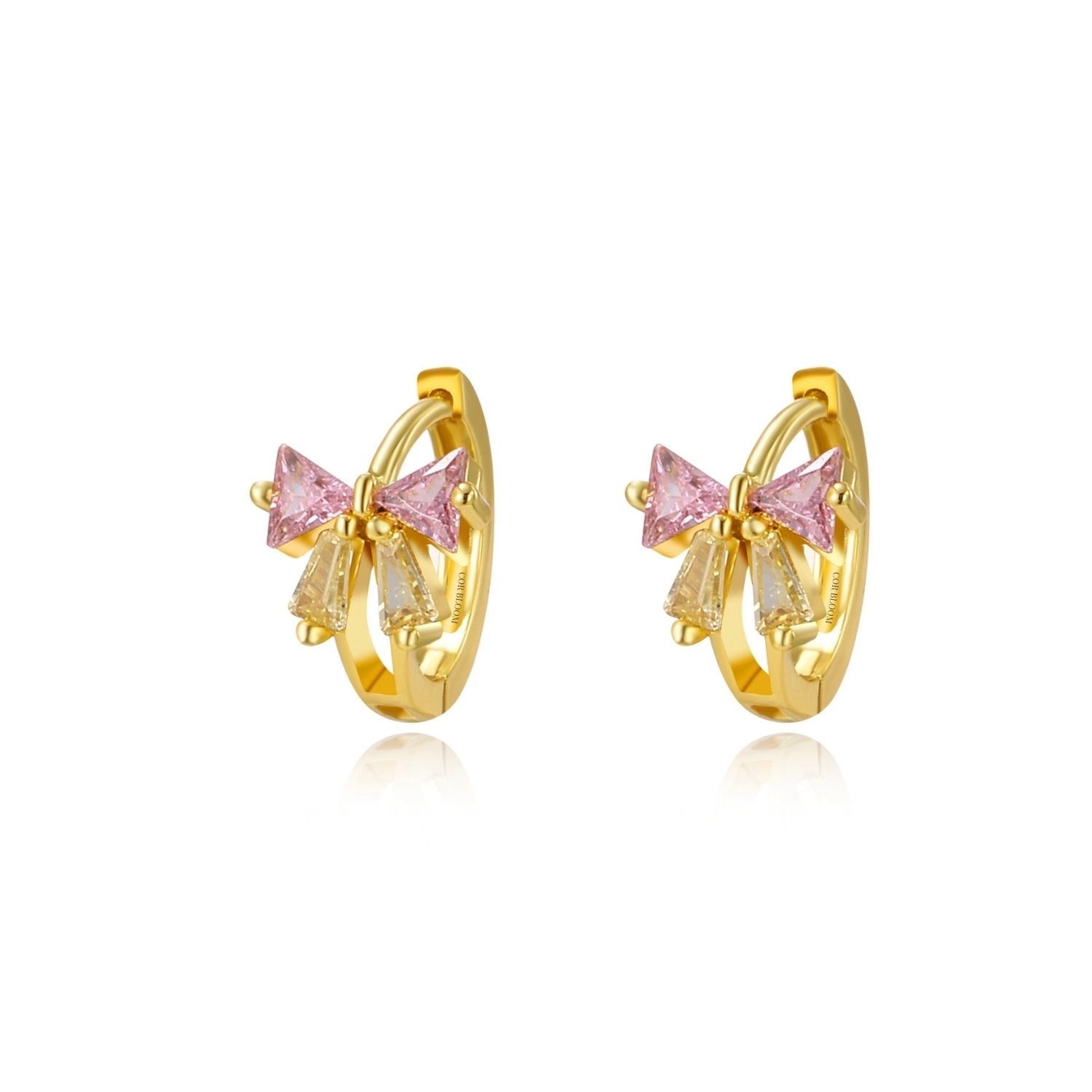 Yelena Pink & Yellow Bow Hoop Earrings - Spring Garden