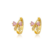 Yelena Pink & Yellow Bow Hoop Earrings - Spring Garden