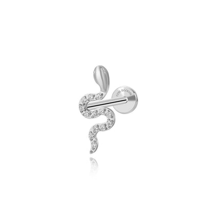 Titanium Dainty Diamond Snake Flat Back Stud