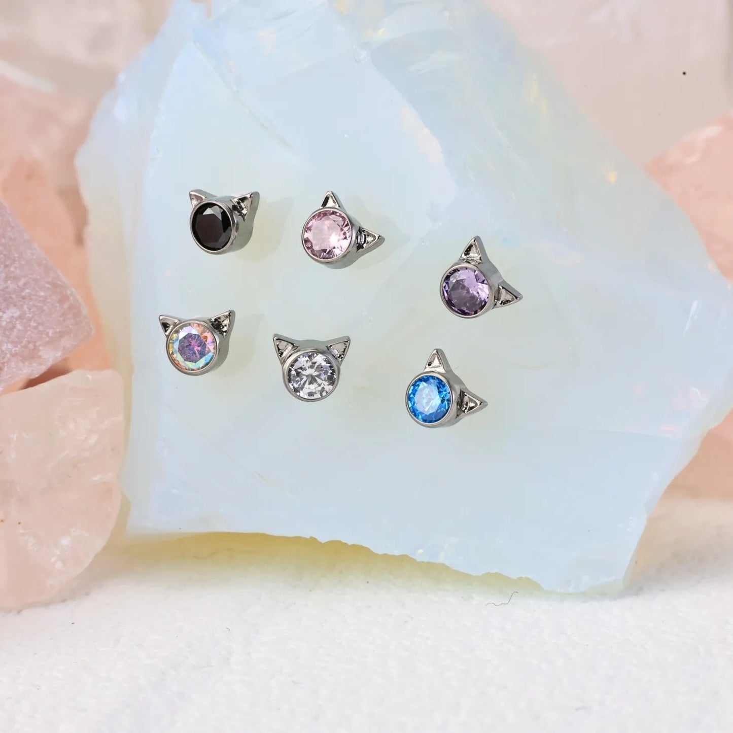 Titanium Petite AB Kitten Flat Back Stud