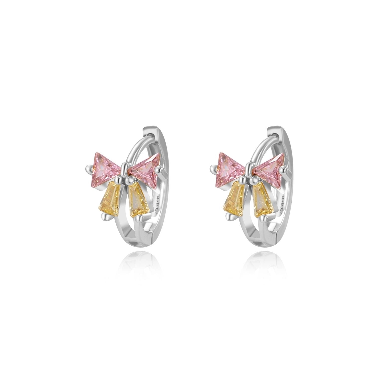 Yelena Pink & Yellow Bow Hoop Earrings - Spring Garden
