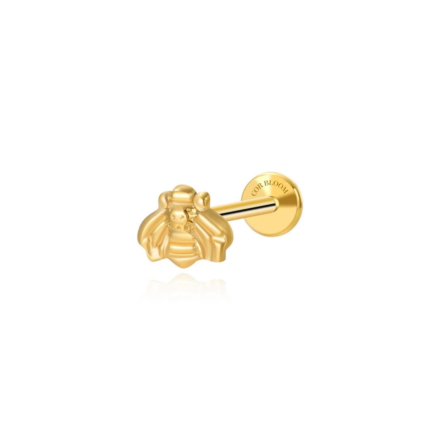 Titanium Solid Small Bee Flat Back Stud