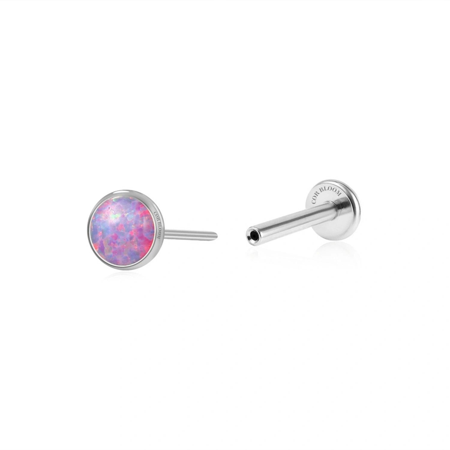Titanium Violet Flame Opal Push Pin Piercing Stud