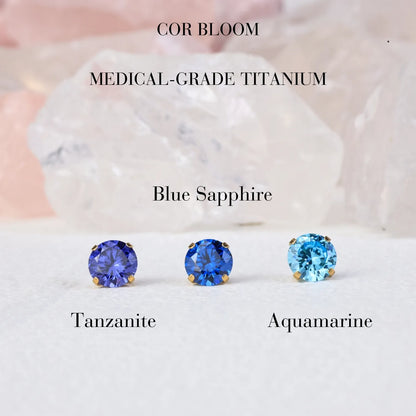 Titanium Multisize Tanzanite Piercing Stud