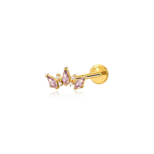 Titanium Sage Pink Crown Flat Back Stud