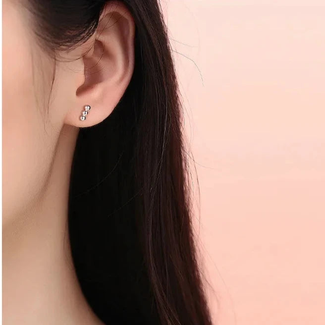 Minimal Trio Ball Stud Earrings