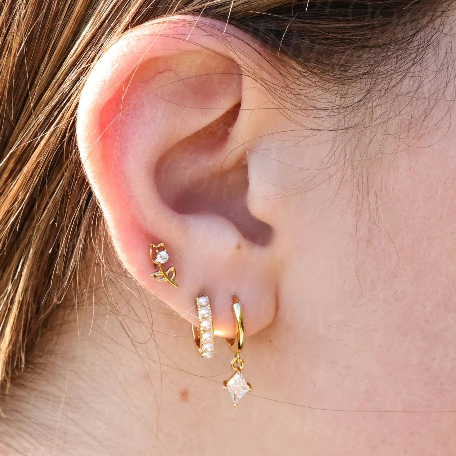 Alaia White Crystal Kite Hoop Earrings