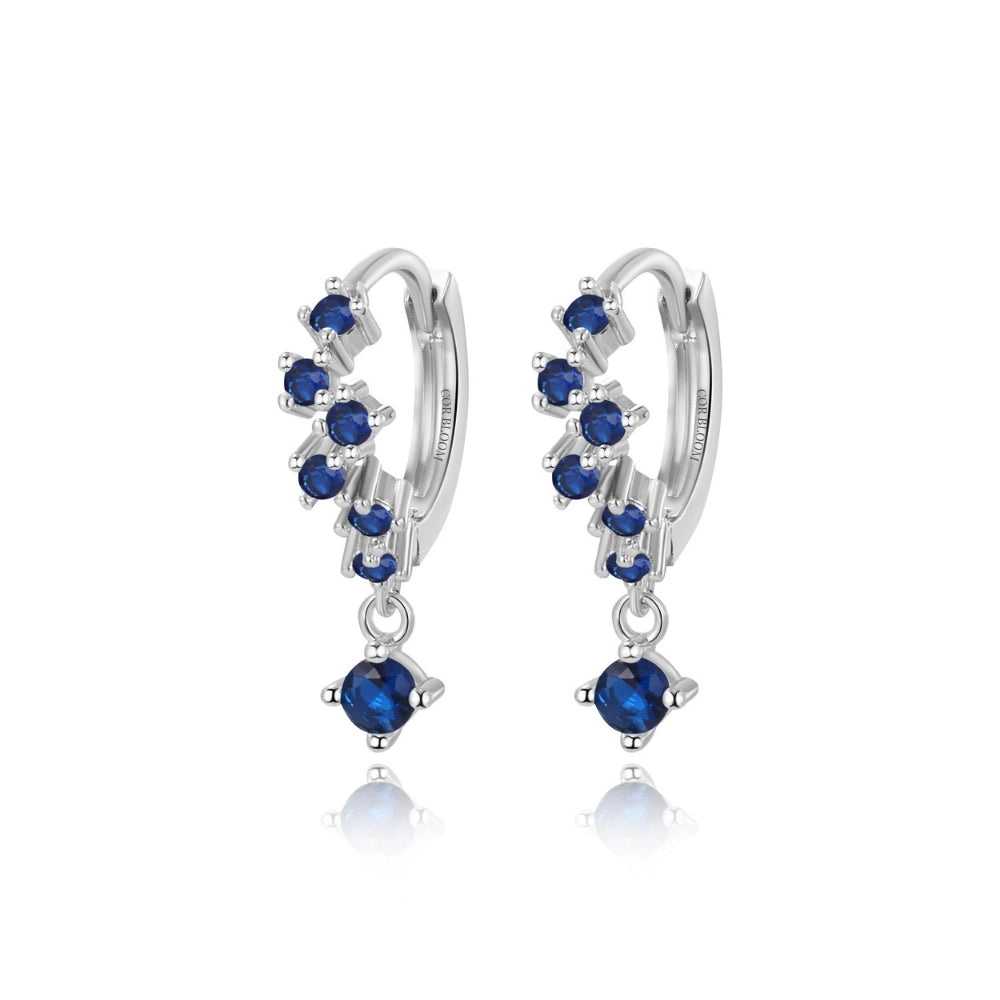 Nia Bling Cluster Hoops - Blue Sapphire