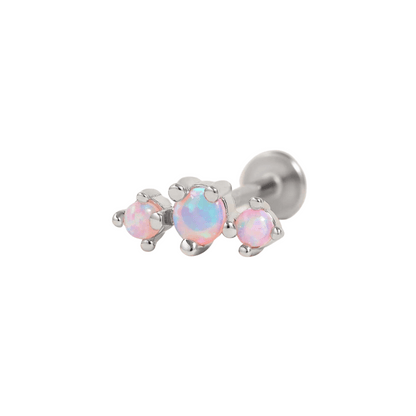 Curved Triple Pink Opal Prong Piercing Earring