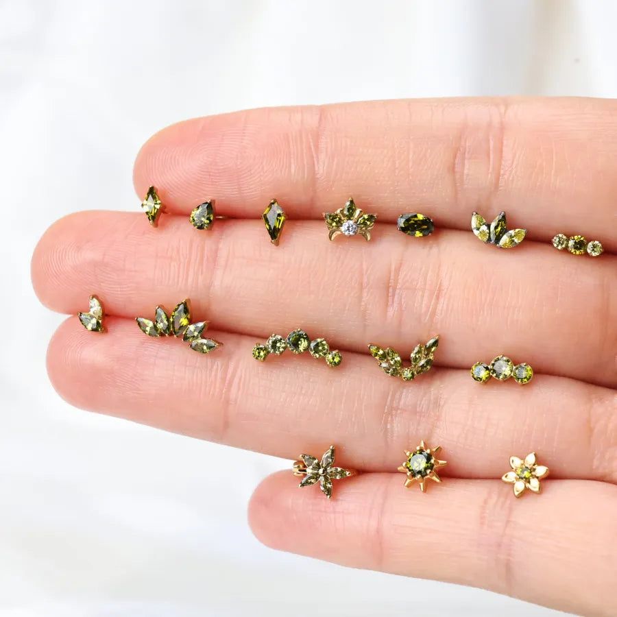 Aeliana Peridot Sun Push Pin Flat Back Stud