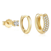 Duo Classic Hoop & CZ Stud Earring Set