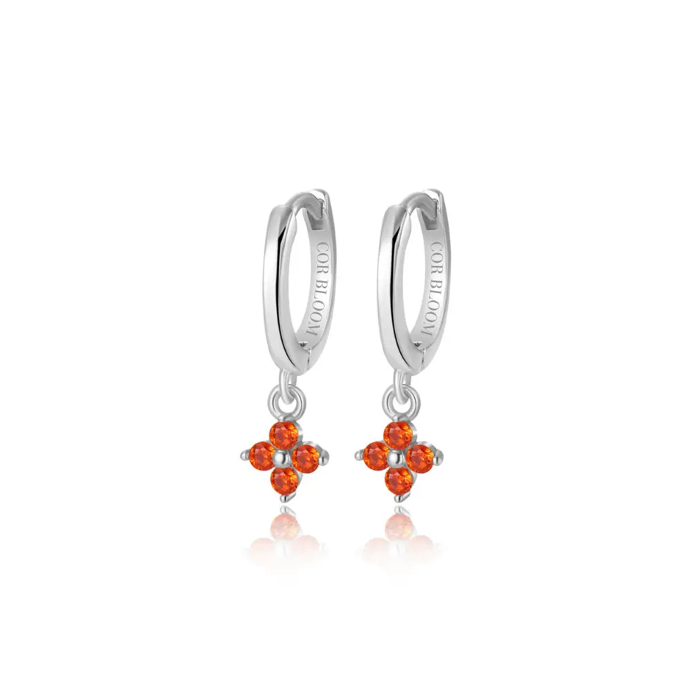 Alaiya Orange Red Four-Leaf Clover Hoop Earrings