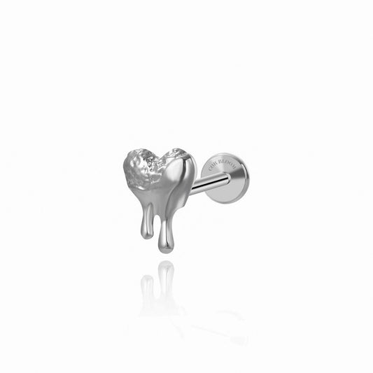 Titanium Dripping Lava Heart Piercing Stud Earring