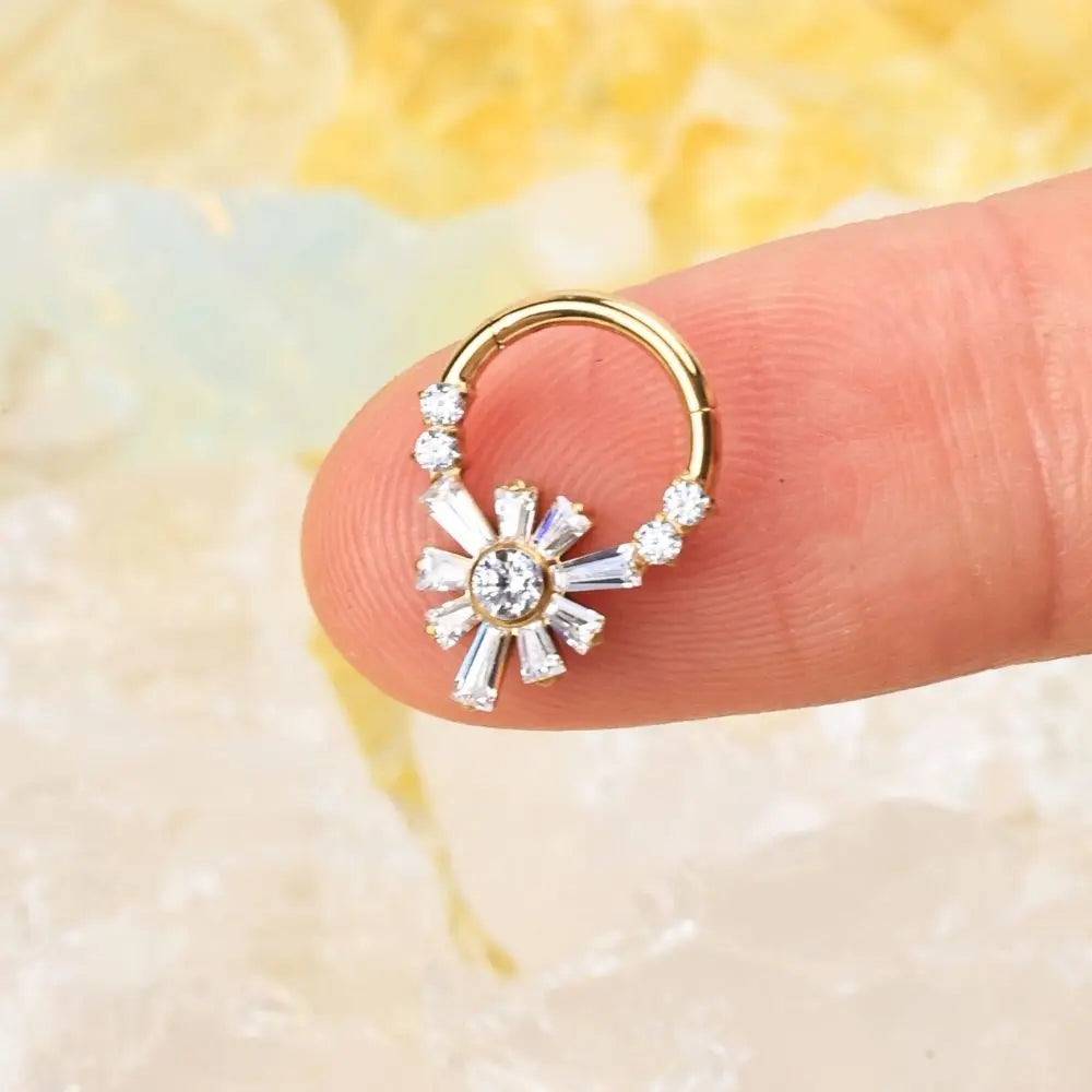 Titanium Skylar Diamond Flower Clicker