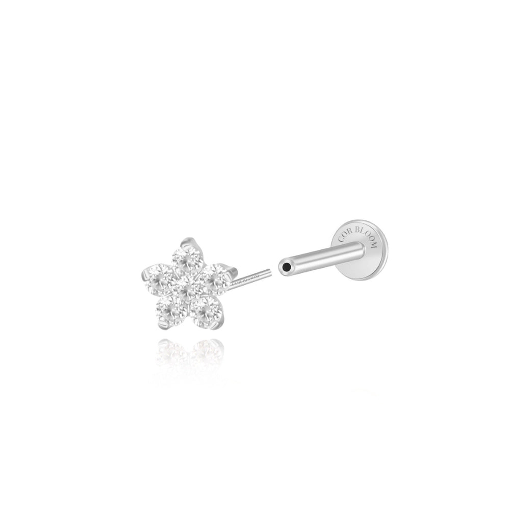 Titanium Nova Flower Stud - Vertical Helix