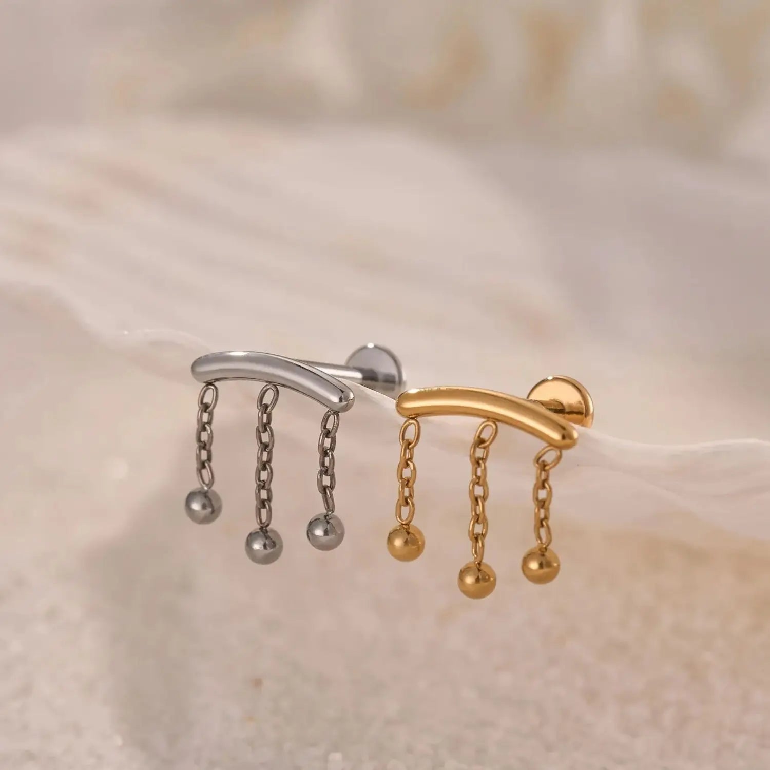 Titanium Dangling Ball Hidden Helix Piercing Stud