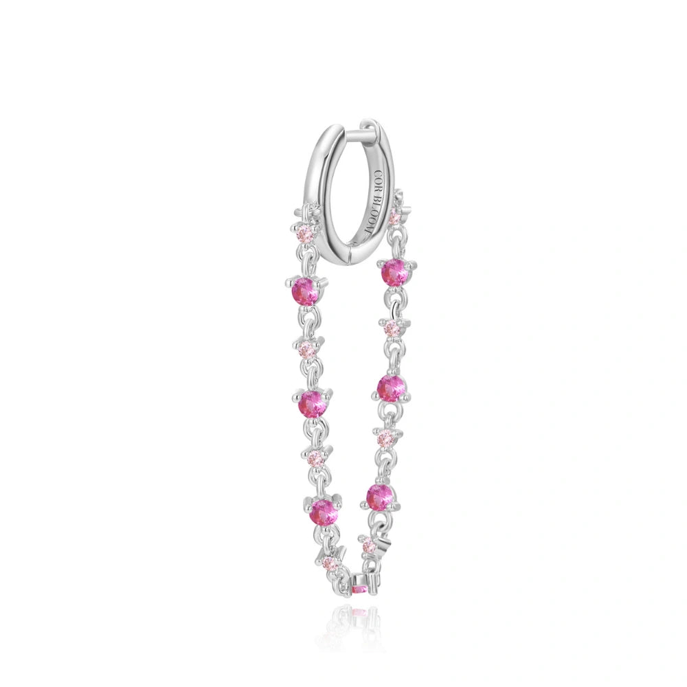 Livia Ruby Dangling Chain Hoop Earring