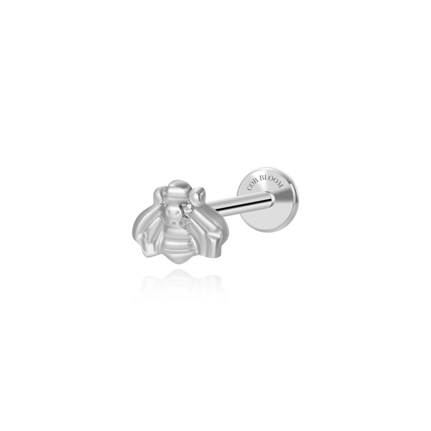 Titanium Solid Small Bee Flat Back Stud