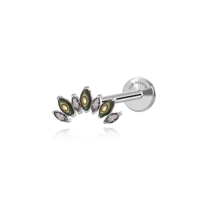 Titanium 7-Petal Abalone Crown Flat Back Stud