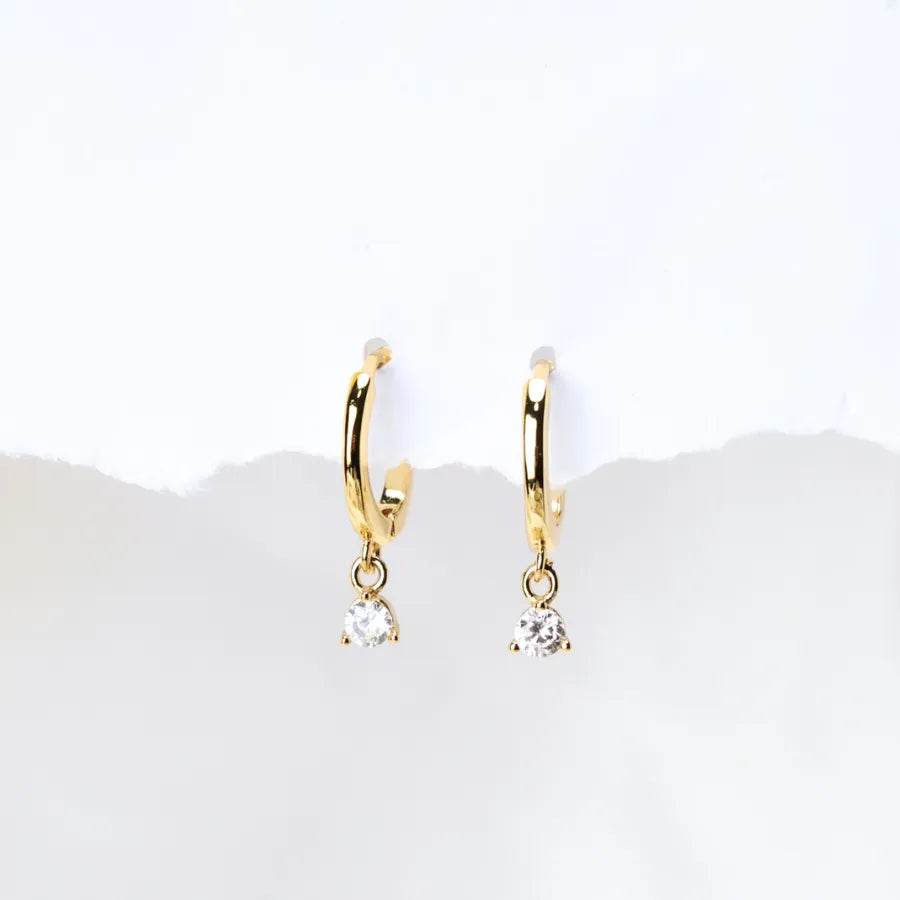 Elsa White Crystal Mini Bling Hoop Earrings