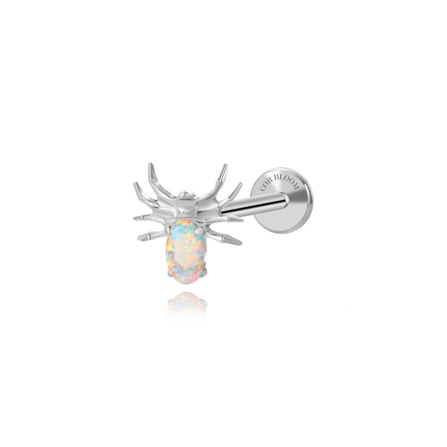 Titanium White Opal Spider Flat Back Stud