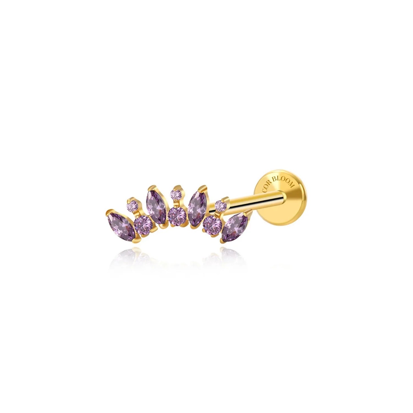 Titanium Eliora Amethyst Crown Flat Back Stud