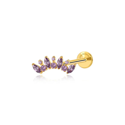 Titanium Eliora Amethyst Crown Flat Back Stud