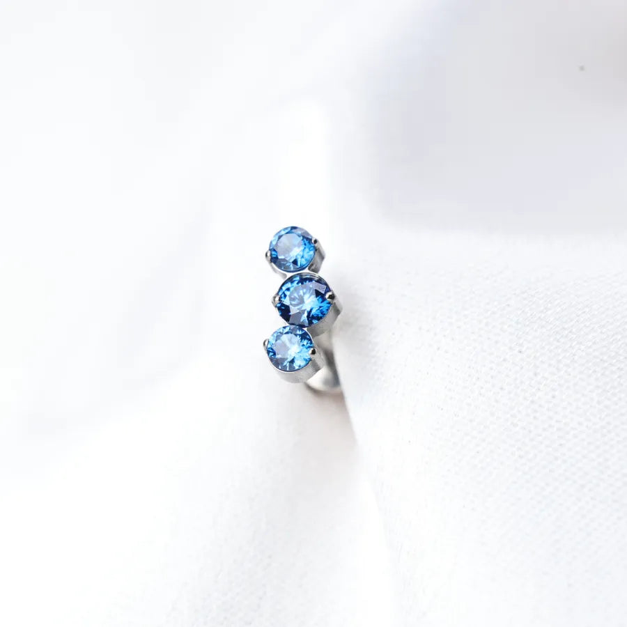Titanium Elpis Blue Sapphire Trinity Stone Cluster Flat Back Stud