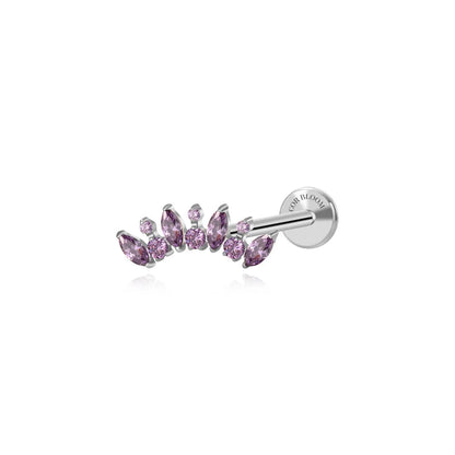 Titanium Eliora Amethyst Crown Flat Back Stud