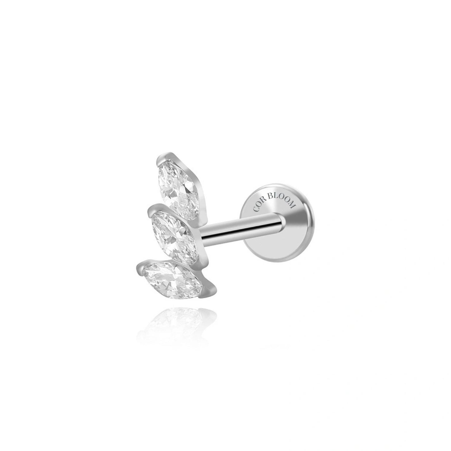 Titanium Trio Graduate Marquise Flat Back Stud